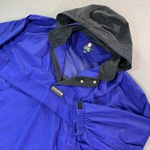 Vintage Chaps Ralph Lauren Jacket Mens XL Blue Hooded 1/4 Zip Anorak 90s